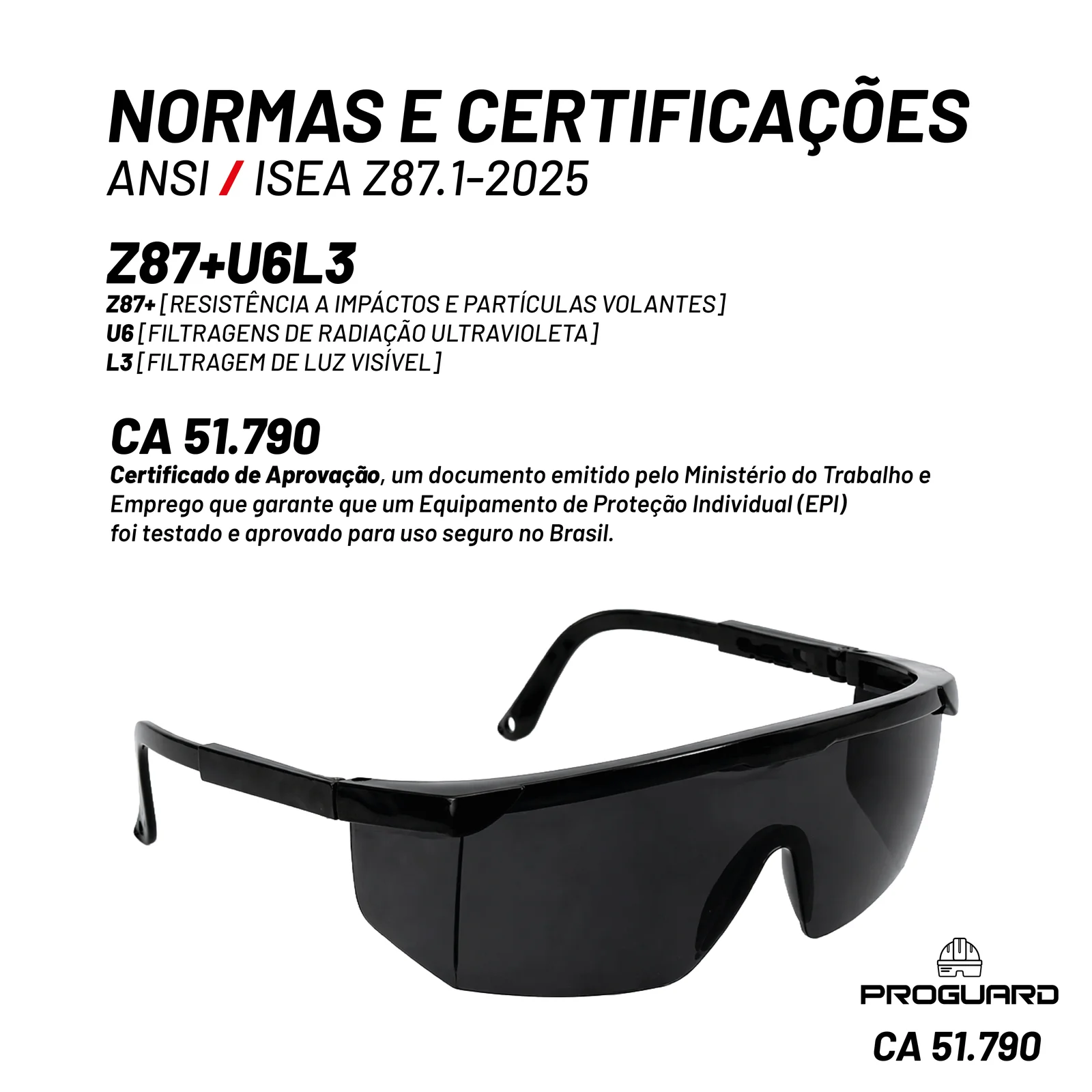PROGUARD - Óculos de Proteção Aba Lateral Cinza COUGAR - Vista Frontal